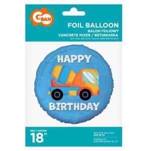 Betonkeverő Happy Birthday Concrete Mixer fólia lufi 36 cm