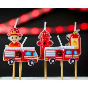 Tűzoltó Red tortagyertya, gyertya szett 5 db-os