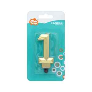 Arany 1-es Diamond Metallic számgyertya, tortagyertya
