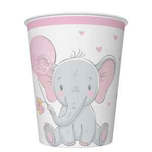 Baby elefánt Pink Balloon papír pohár 8 db-os 250 ml