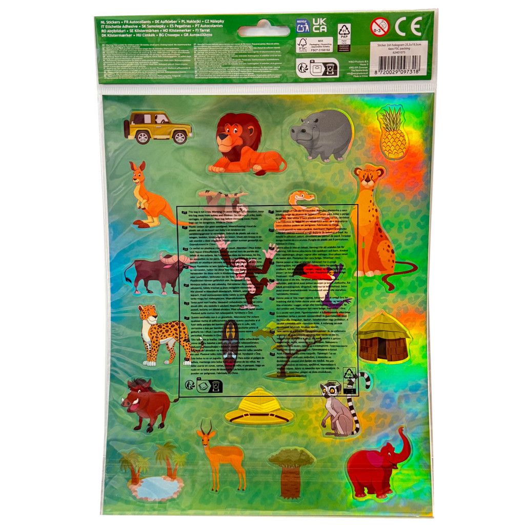 Állatos Jungle hologrammos matrica