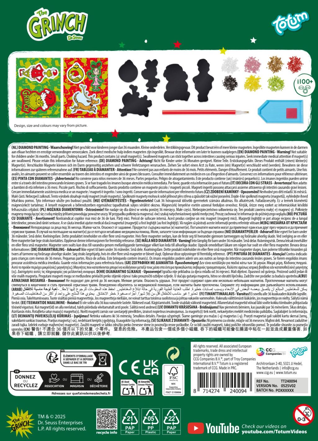 A Grincs Dr Seuss gyémántfestő mágneses szett