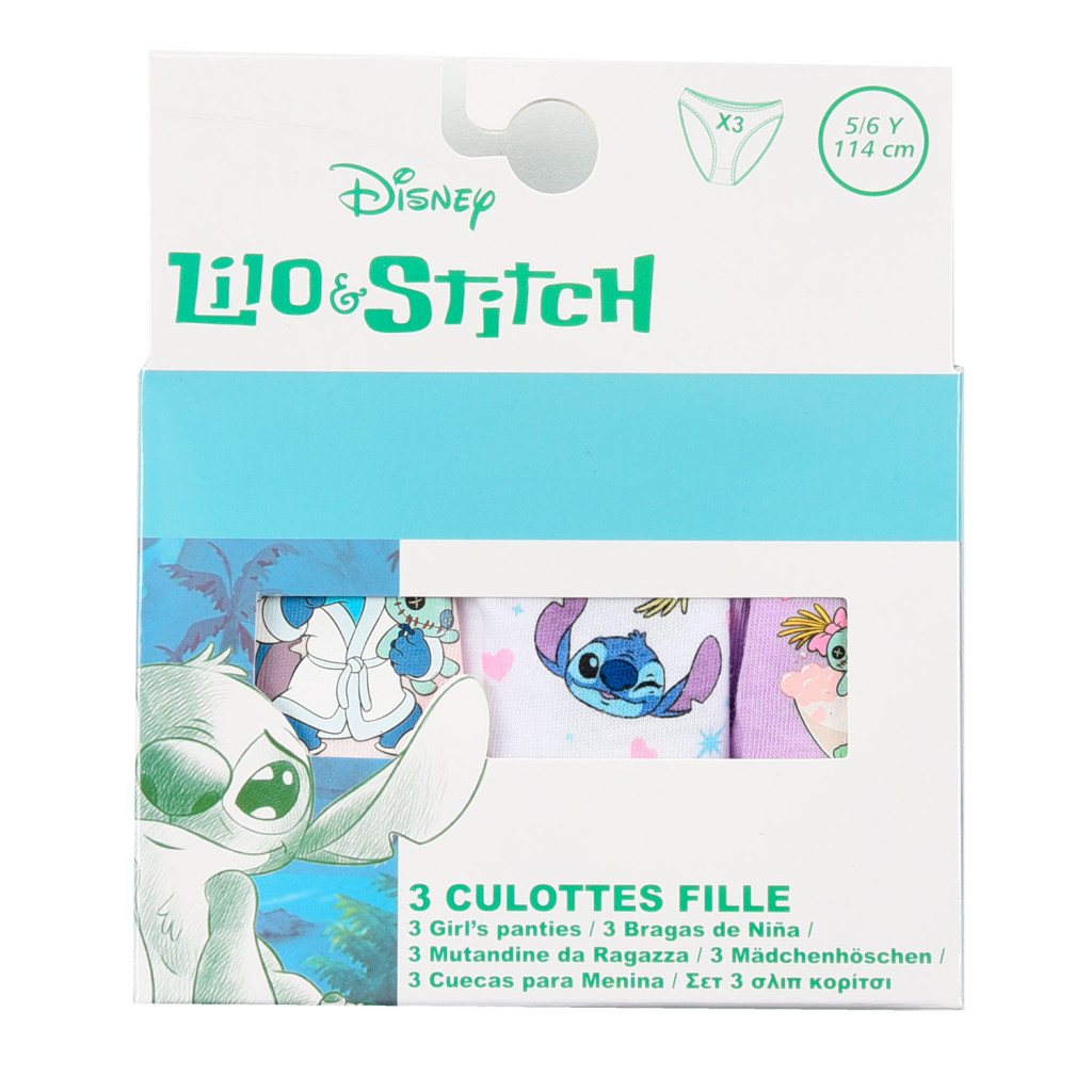 Disney Lilo és Stitch, A csillagkutya Bathing gyerek fehérnemű, bugyi 3 darab/csomag 5 - 6 év / 110 - 116 cm