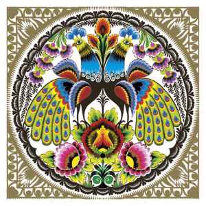 Állatos Folk Peacocks Gold szalvéta 20 db-os 33x33 cm